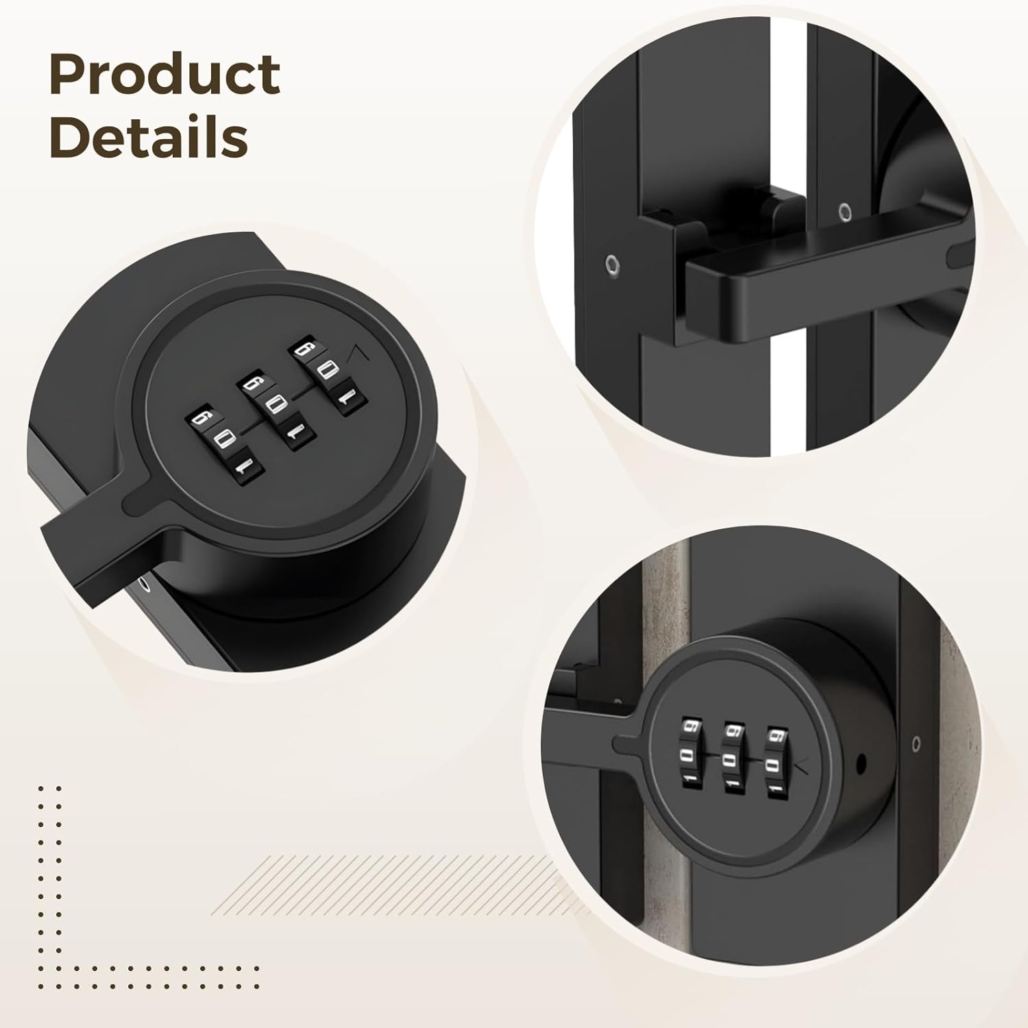 Sliding Barn Door Lock, Anti-Theft Zinc Alloy Lock With 3-Digit Combination Code, Adjustable For Left Or Right Install, Easy Install, Secure Barn Door Lock