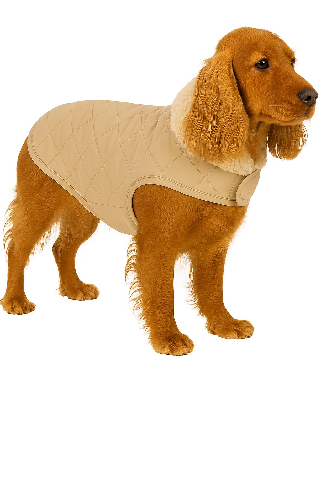 cappotto cane - Flamingo Bonnie Beige - A:45cm B:36–44cm C:58–64cm - poliestere - idrorepellente - interno in peluche morbido - Chiusura a strappo