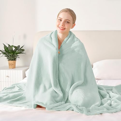 Miniatura 6 de BEAUTEX - Manta de vellón para sofá, sillón o cama manta de franela supersuave, ligera, mullida y afelpada, para todas las estaciones (color menta,