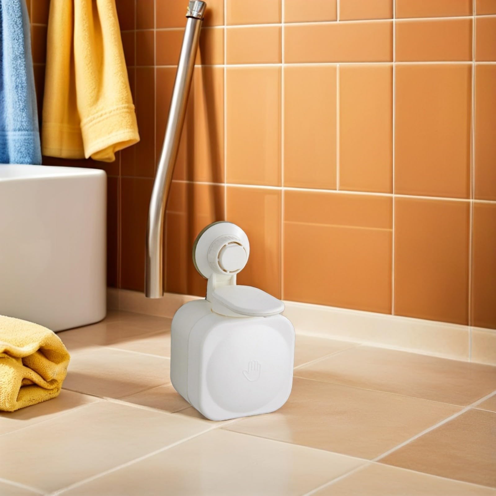 INOOMP Dispenser Sapone da Parete Ventosa per Bagno Bianco in Abs, Dosatore Liquido Morbido Design Moderno e Facile Installazione senza Fori