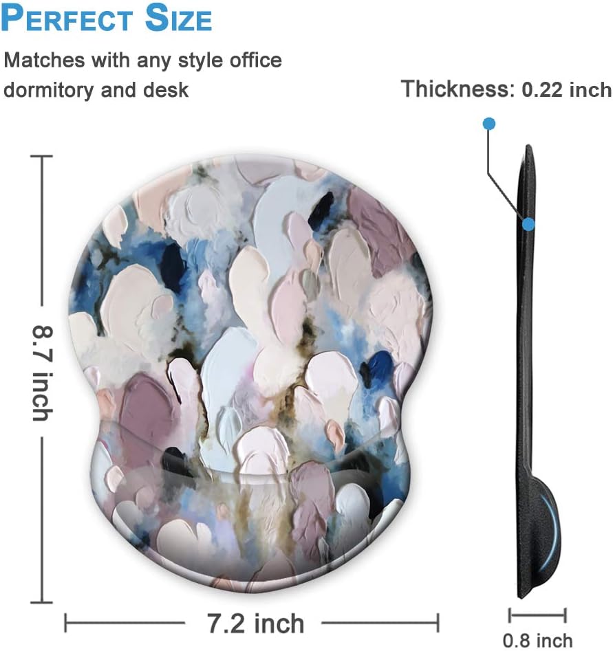 BOSOBO Ergonomic Mouse Pad with Gel Wrist Rest Support, Colorful Watercolor Painting Wrist Rest Mousepad Custom Pain Relief Mouse Mat for Office Home Computer Laptop Women and Men, Non-Slip PU Base