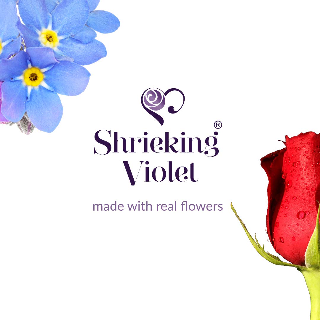 Shrieking Violet, anello regolabile in argento Sterling placcato oro con fiori veri.
