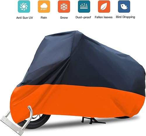 Miniatura 6 de Rich Choices Funda de motocicleta de 96 pulgadas, impermeable, protección solar al aire libre, duradera con agujeros de bloqueo y bolsa de