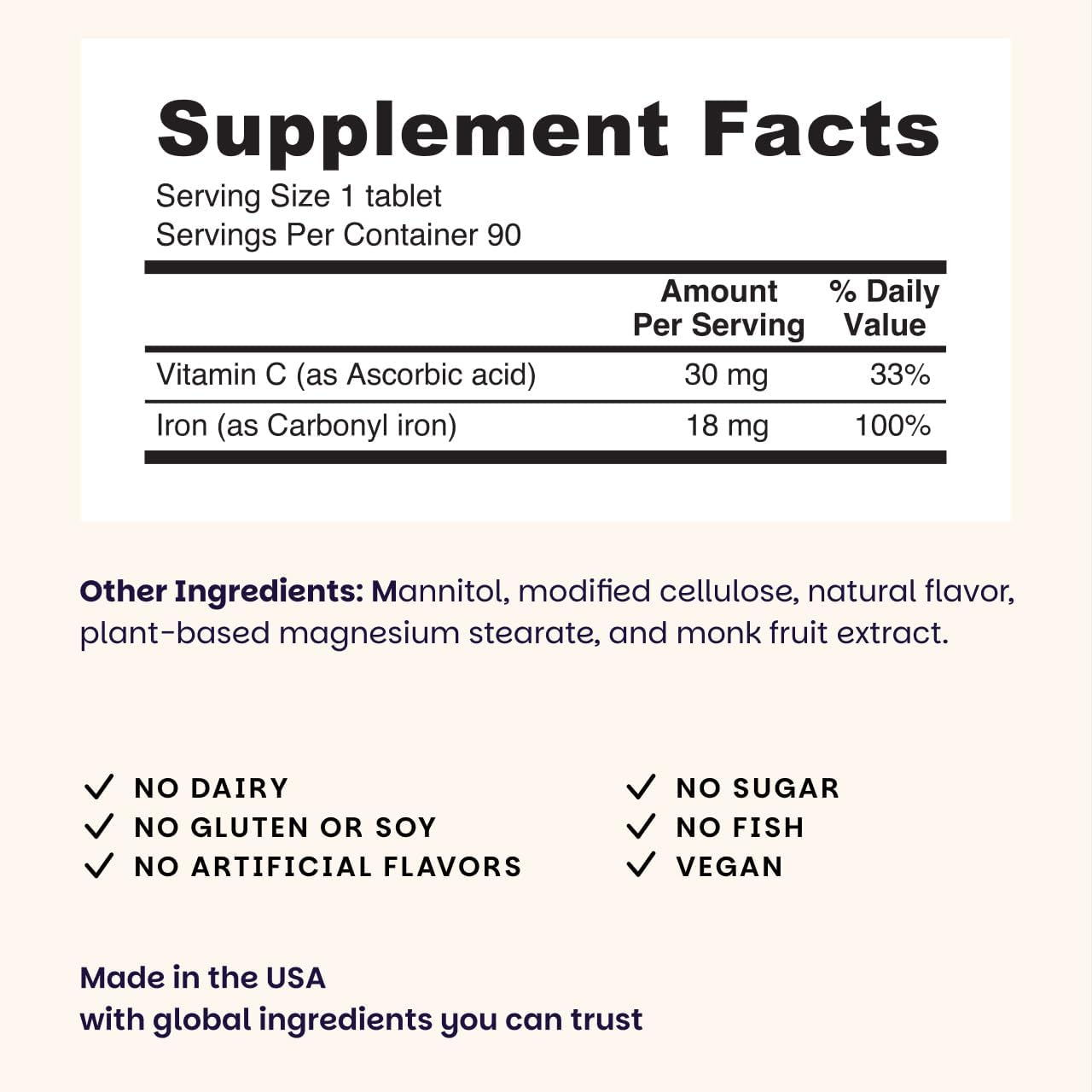 EZ Melts Iron - Supplement for Daily Energy & Iron Support - with Vitamin C - No Artificial Flavors - Non-GMO & Vegan - Zesty Orange - 90 Dissolvable Tablets (90 Servings) - Image 3
