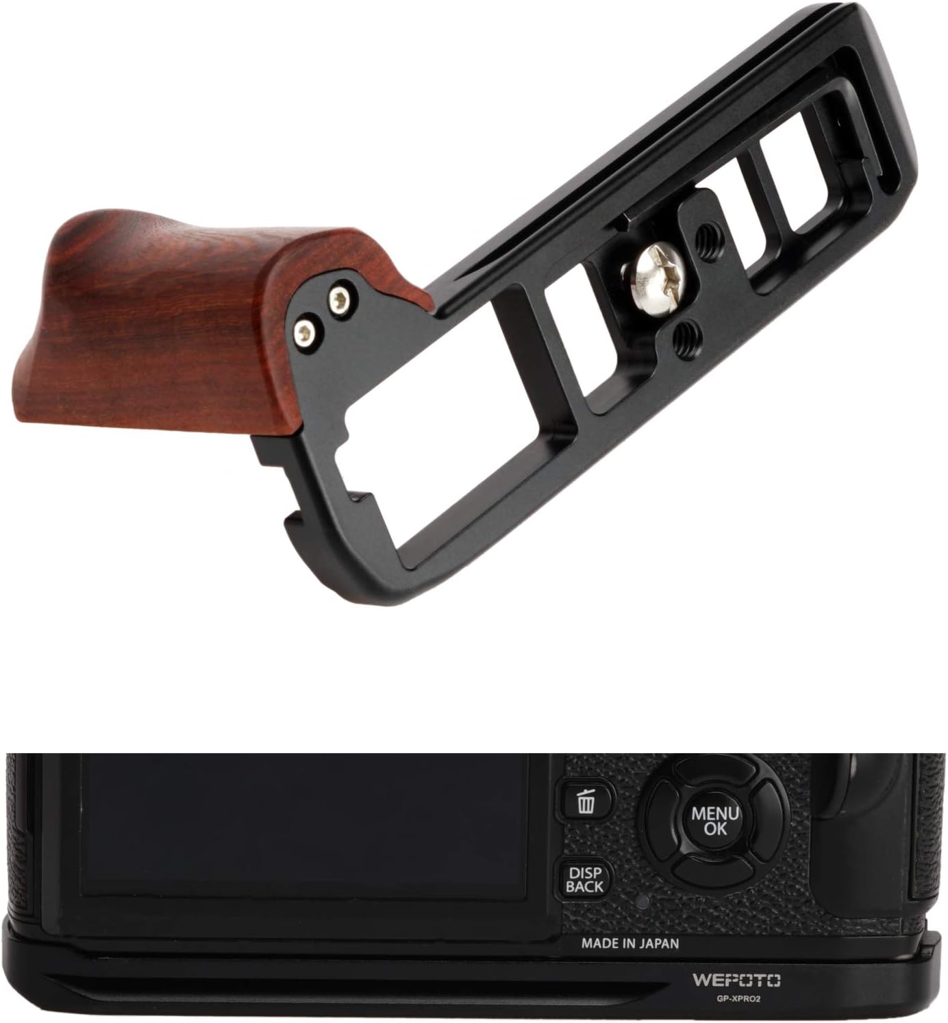 XPRO2 Camera Hand Grip with Wooden Side Handle & Arca-Swiss Plate for Fujifilm X-PRO2 Camera -Aluminium Padauk (GP-XPRO2-R)