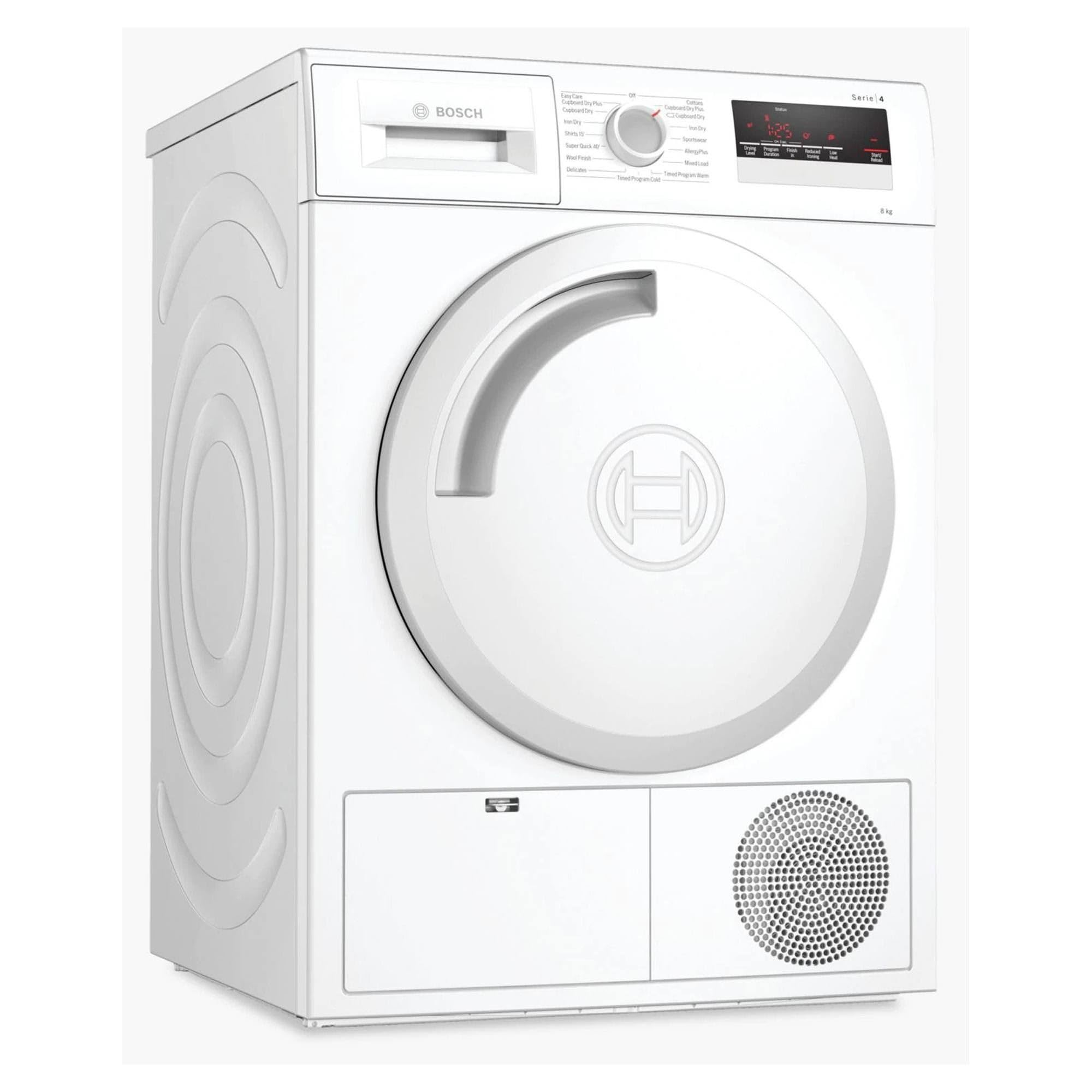 Bosch Home & Kitchen Appliances Bosch Home and Kitchen Appliances WTN83201GB Serie 4, Freestanding Condenser Tumble Dryer with AutoDry, Sensitive Drying System, Quick 40' drying, White, 8 kg [Energy Class B]
