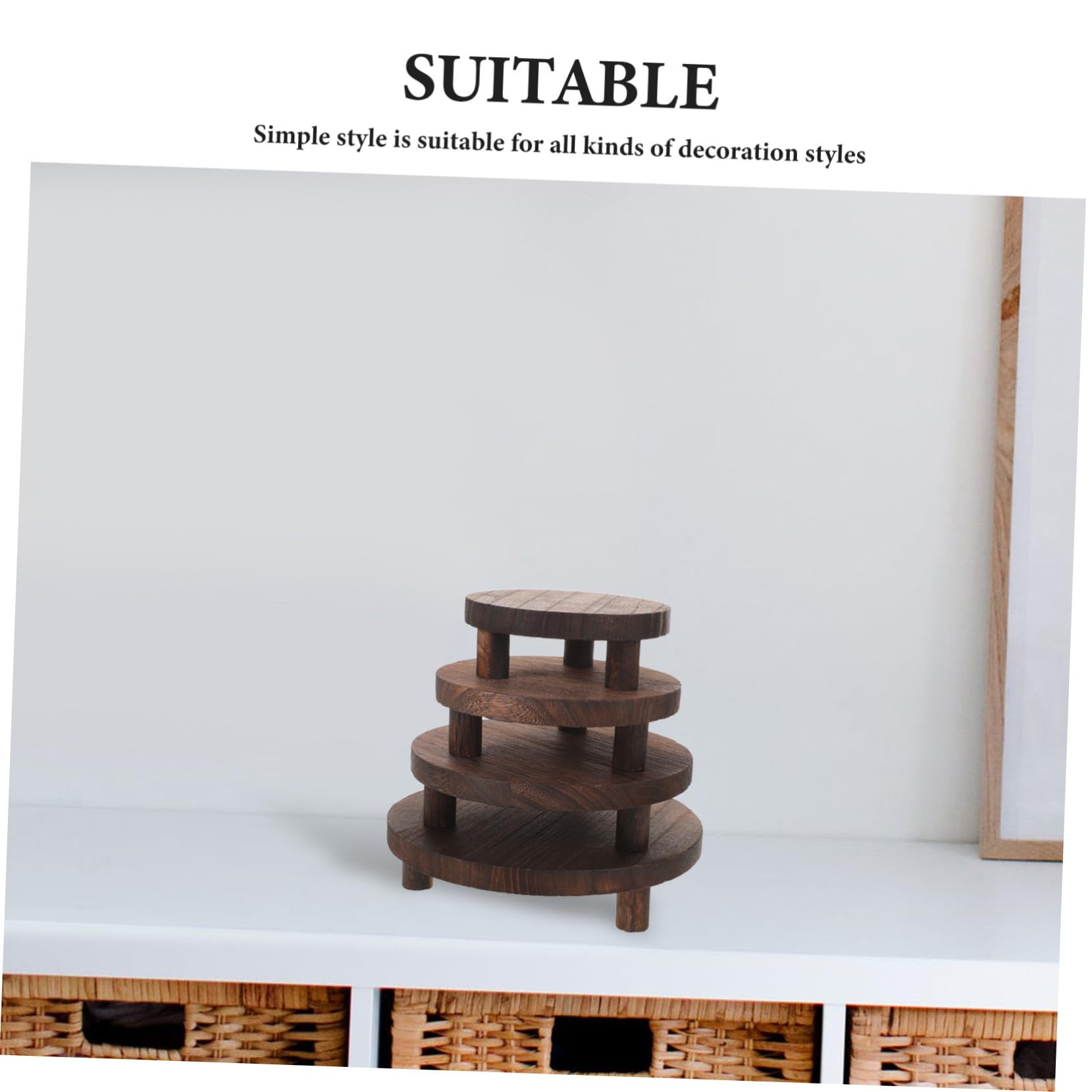 Kisangel 4pezzi Supporto in Legno Da Base in Legno Alzata Espositiva Rotonda Per Gioielli Artigianato e Piccole Piante Design Elegante e Rustico Per Casa Ufficio Dettaglio