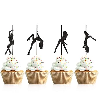 Donoter 48 Pcs Pole Dancing Cupcake Toppers Pole Dancers Cake Picks for Bachelorette Party Birthday Decorations