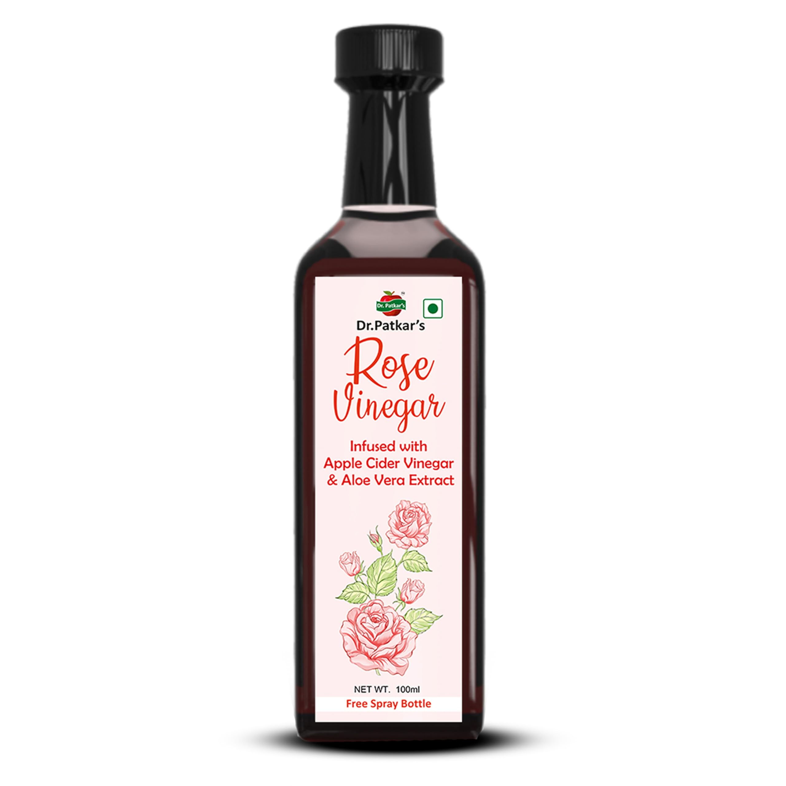 Dr. Patkar's Rose Vinegar with Apple Cider Vinegar & Aloe Vera | Natural Skin Toner | Hydrating, Cooling & Anti-Acne Formula | For Glowing Skin, Hair, & Immunity | With the Mother 100ml