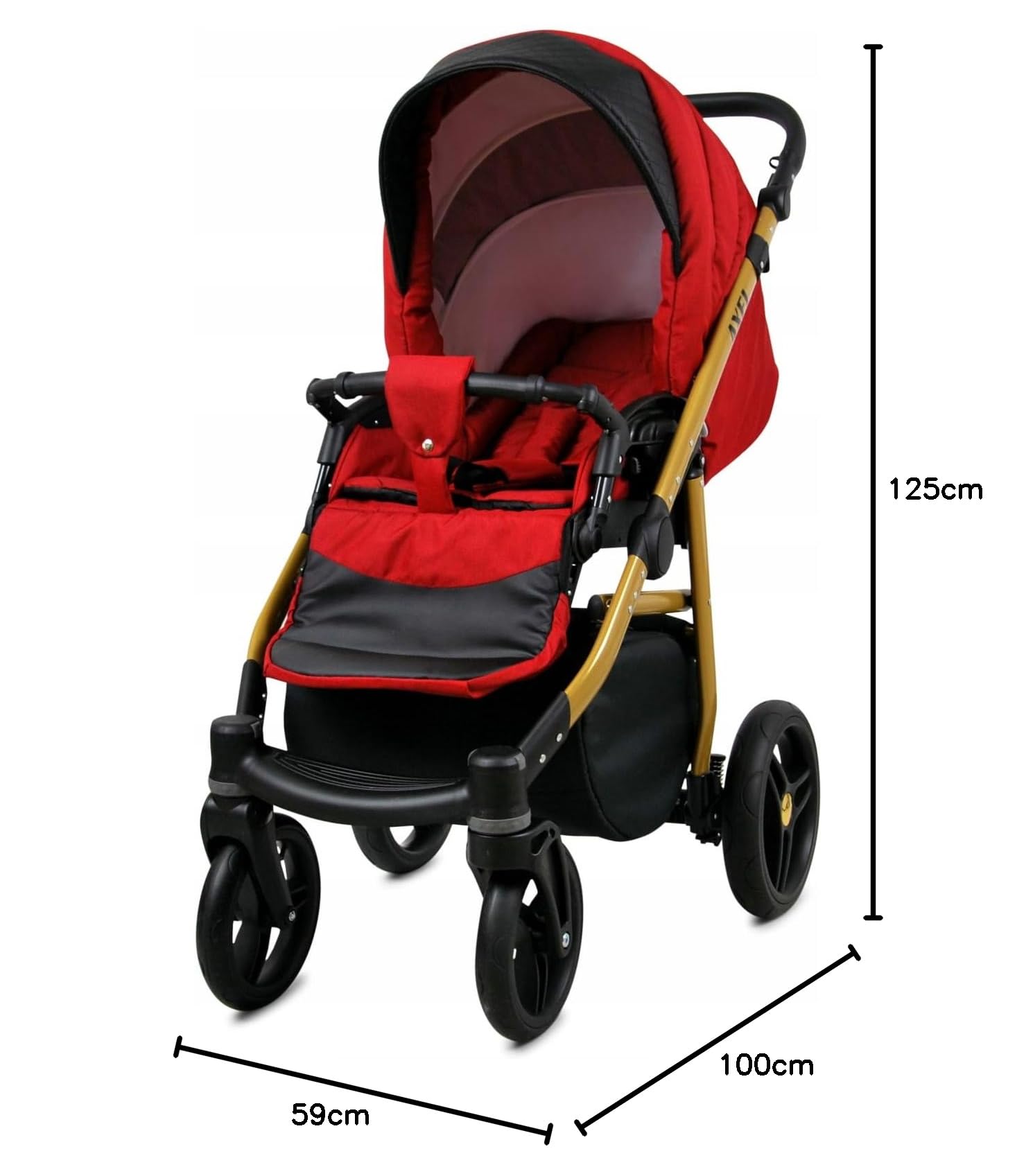 BabyLux® Bambini Passeggino Completo Set 3 in 1 - Axel - incl. Navicella, Canna, Seggiolino Auto - Carrozzina Neonati Sistema Combinato - con Borsa fasciatoio, Copertura antipioggia ecc.