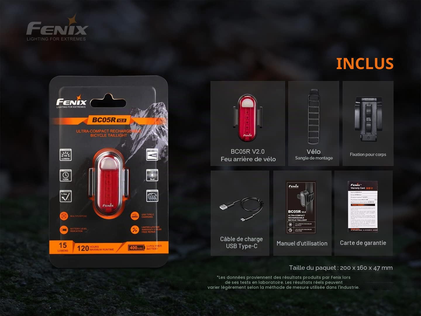 fenix BC26R & BC05R v2 Set de phares Avant et arrière Rechargeables Rouge