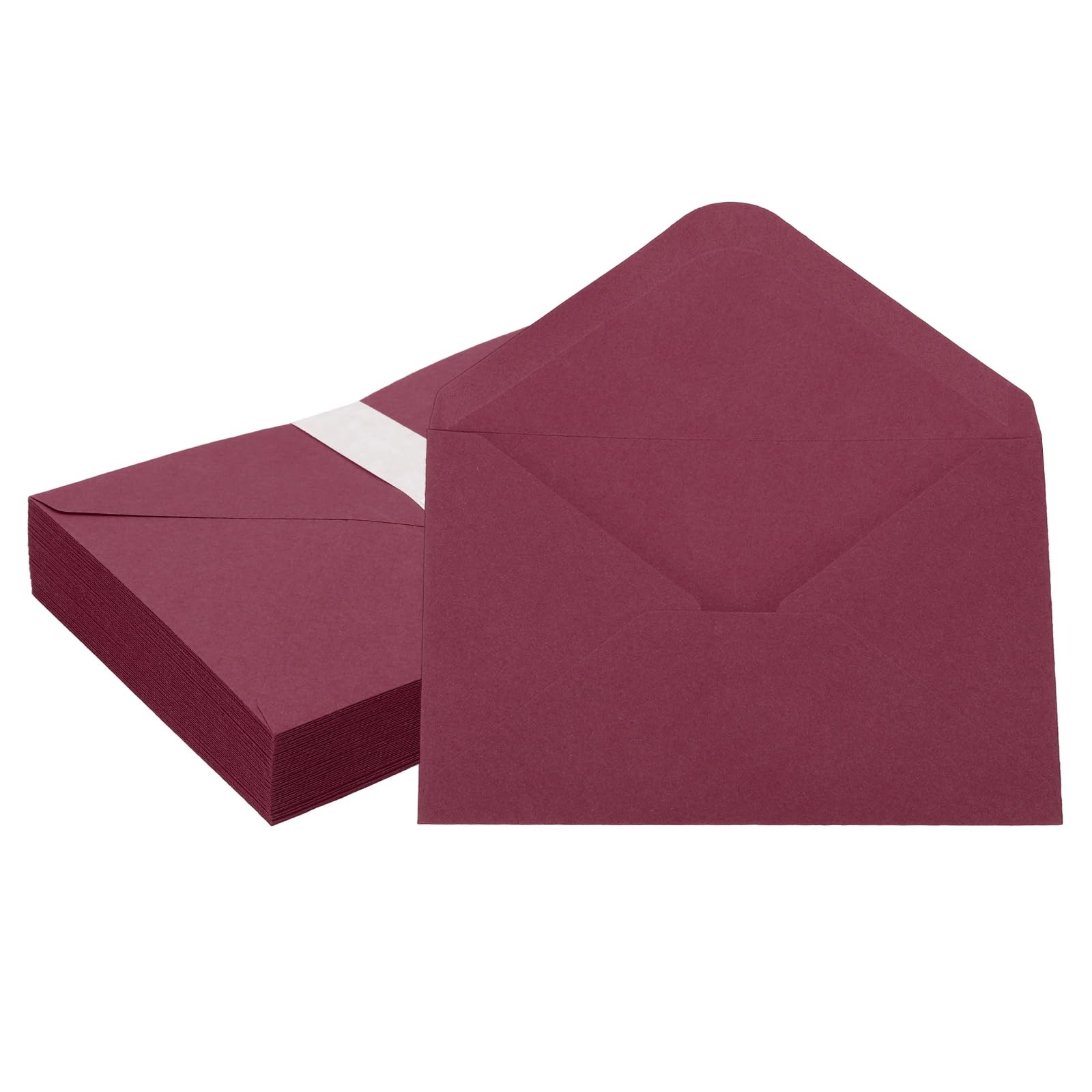 PATIKIL 7x5 Inch Invitation Envelopes, 50 Pcs A7 Greeting Card Envelopes V-Flap Card Sleeves for Mailing Wedding Sending Birthday Graduation Gift Party, Wine Red