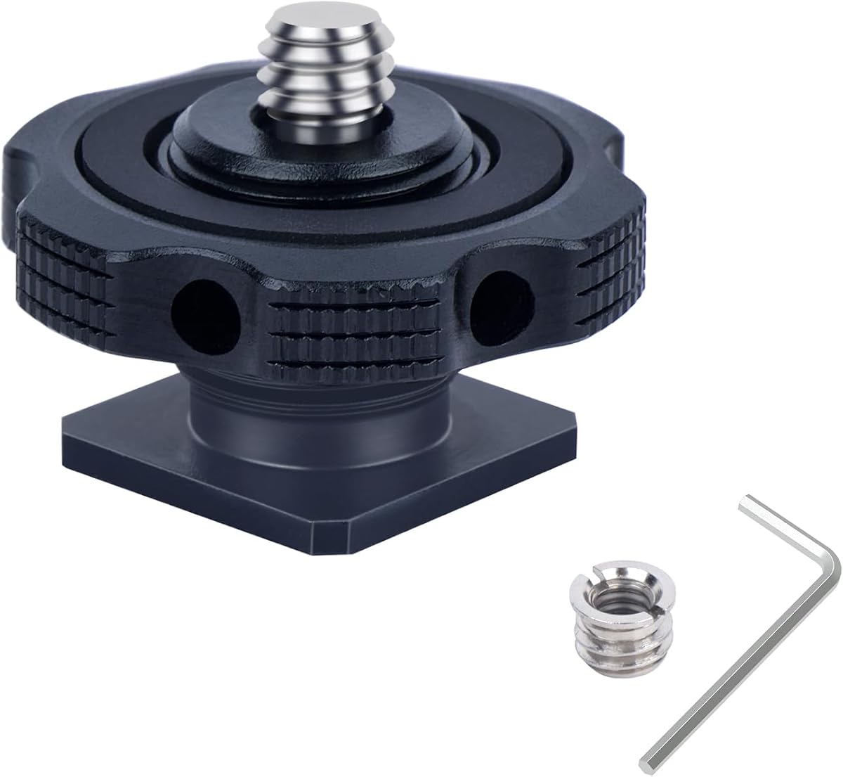 Cold Shoe Adapter with Dual 1/4 & 3/8 Screw Mount – Aluminum Alloy Camera Mount for Tripod, Microphone, LED Light, DSLR – Anti-Scratch Quick Release (62049)