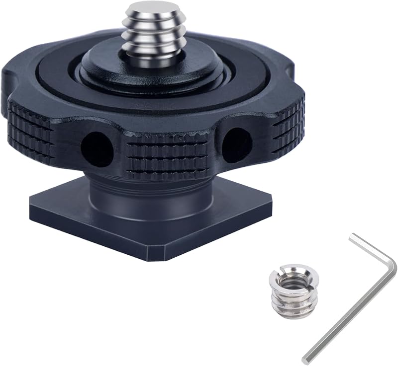 Cold Shoe Adapter with Dual 1/4 & 3/8 Screw Mount – Aluminum Alloy Camera Mount for Tripod, Microphone, LED Light, DSLR – Anti-Scratch Quick Release (62049)