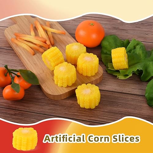 Miniatura 4 de Bloque de maíz artificial, rebanadas de PVC de maíz falso, modelo de vegetales artificiales, hogar, cocina, fiesta, decoración, accesorios de