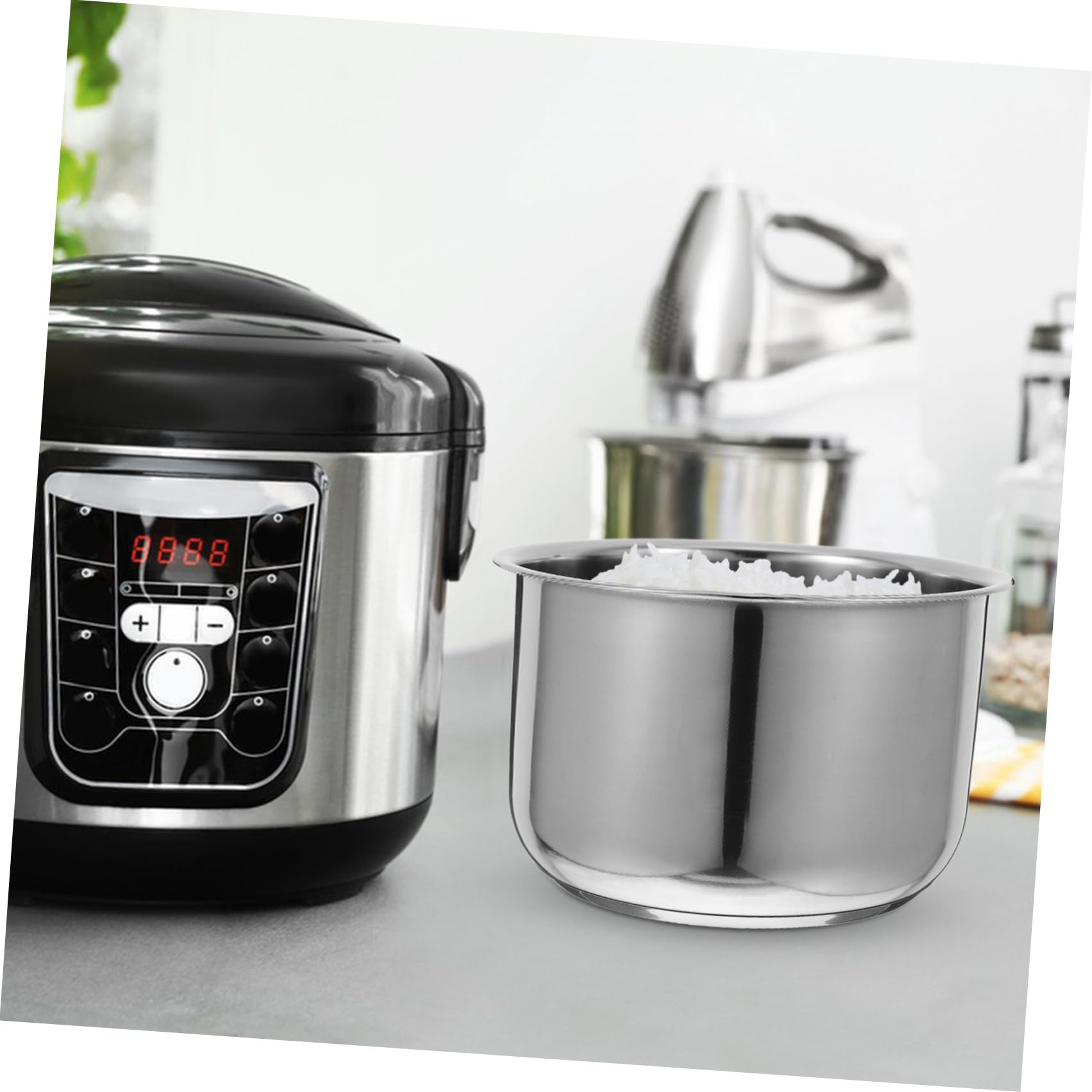 Alipis Pot Intérieur Cuiseur À Riz INOX 304 3L Remplacement Universel sans Revêtement Bol Antiadhésif Compatible Cuiseur À Riz Accessoires Cuisine Quotidienne