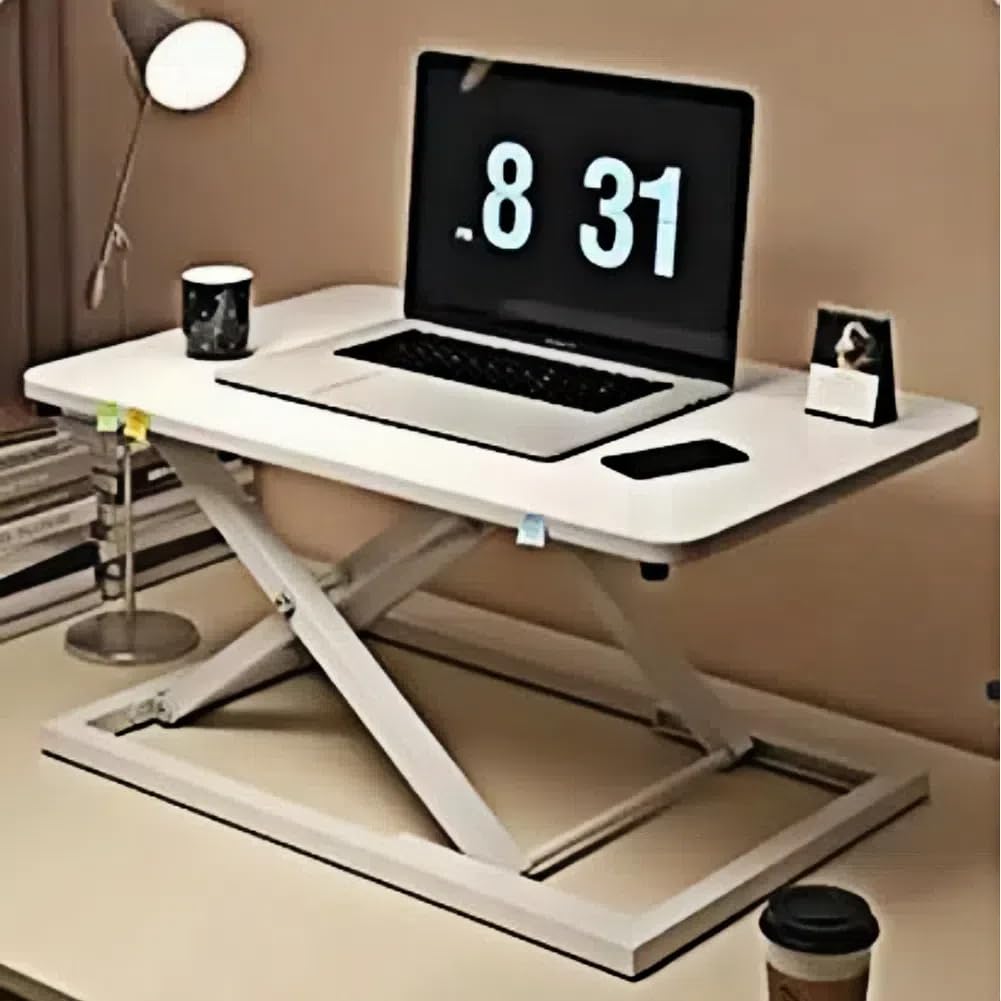 24in Standing Desk Converter Height Adjustable Sit to Stand up Desk Riser Computer Workstation with Keyboard Tray Wide 2-Tier Desktop,Height Adjustable Desk for Home Office(Write)