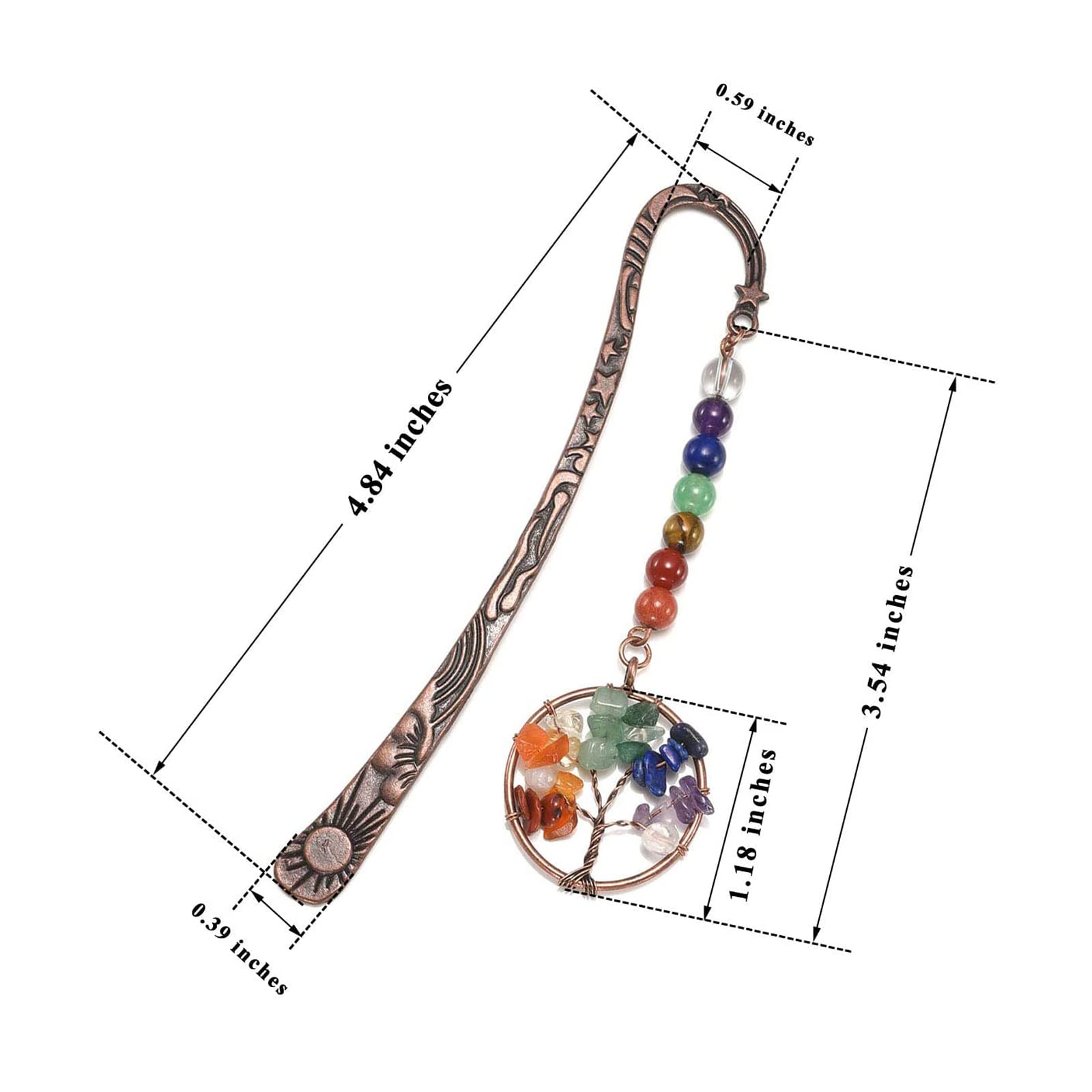 Personalizzazione dei segnalibri, Segnalibro in metallo con 7 pietre di cristallo perline chakra multicolore, confezione da 4(B)