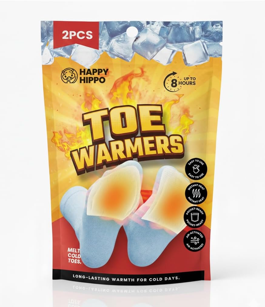 Toe Warmers, Lasts 8hrs, Heats Fast, 2-3 Min Activation, Heated Warmers for Toes, Unisex; for Camping, Hiking, Skating, Skiing, Hunting, Fishing, Blizzards, Cold Winter or Summer Nights
