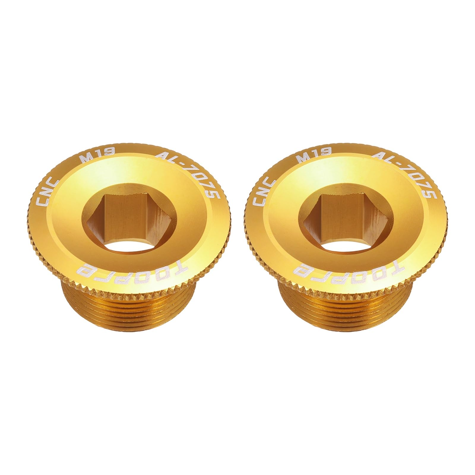 sourcing map 2pcs Bike Crank Cover Screw M19 Aluminum Alloy Bicycle Crank Fixing Bolt Crankset Arm Chainwheel Screws for Mountain Bike, Gold