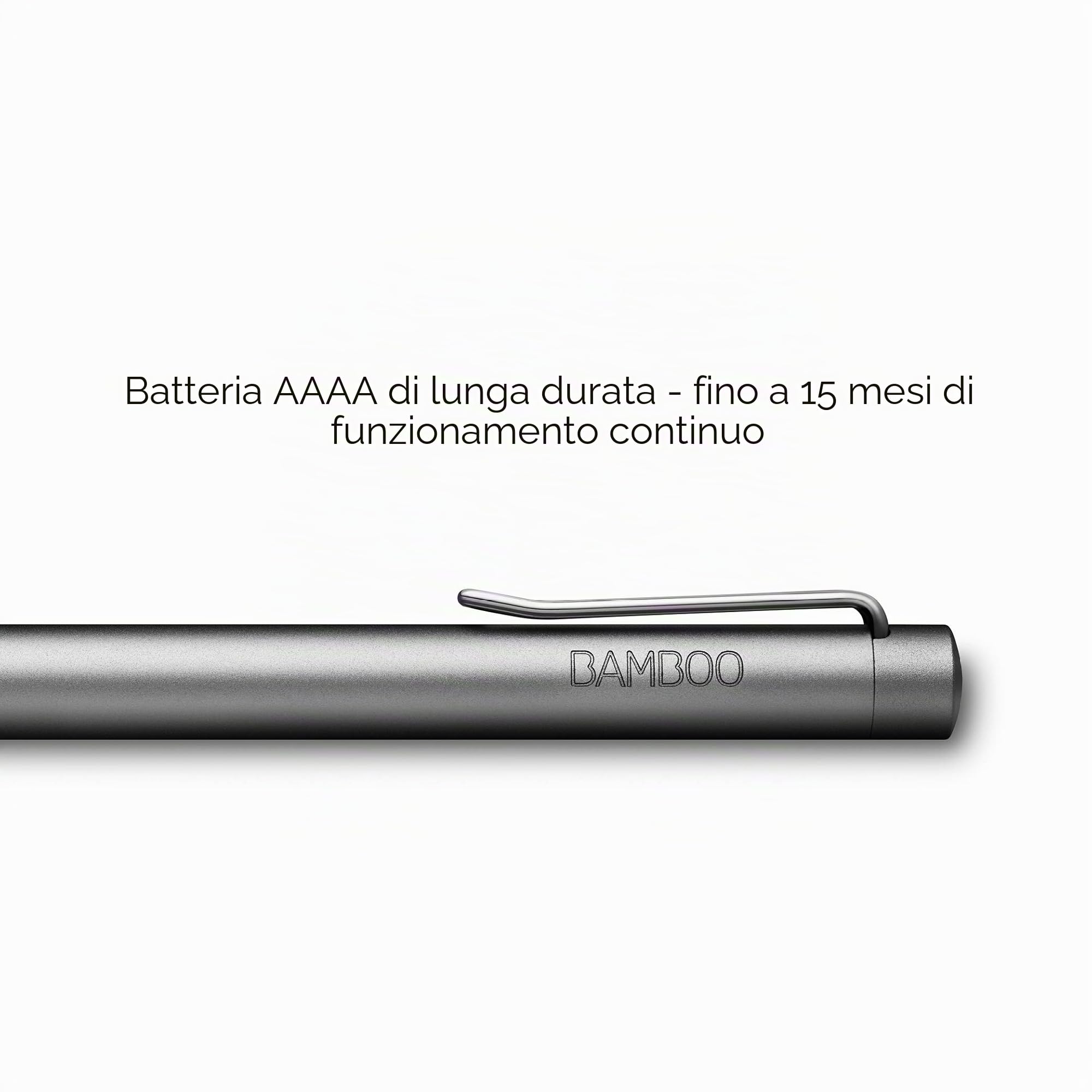 Bamboo Ink Active Penna Digitale, 2a Generazione, 4.096 Livelli di Pressione per Dispositivi Touchscreen Microsoft Windows 10, Certificati Windows, Grigio
