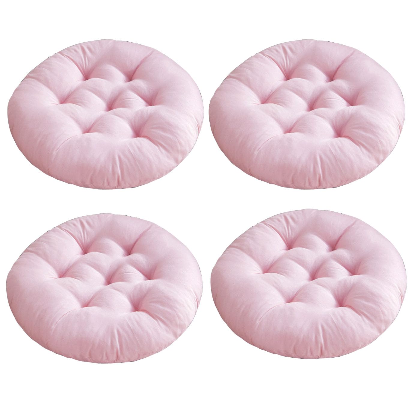 kuyouqi Pack of 4 Round Chair Cushion, 38 x 38cm Breathable Seat Pad Soft Seating Cushions for Kitchen Dining Garden Living Room Bedroom Floor (Pink) — image 1