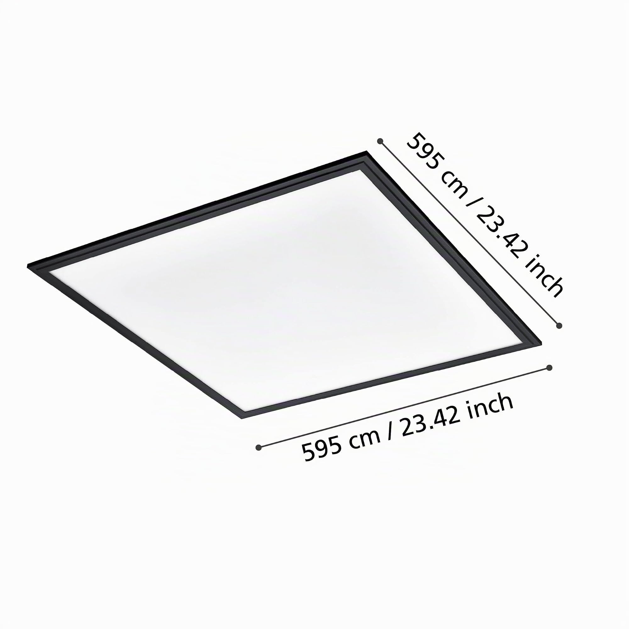 Eglo Panneau LED Salobrena 1, luminaire plafonnier carré, lampe de plafond | en saillie pour bureau, couloir et cuisine, plastique blanc et métal noir, blanc neutre, 60x60 cm