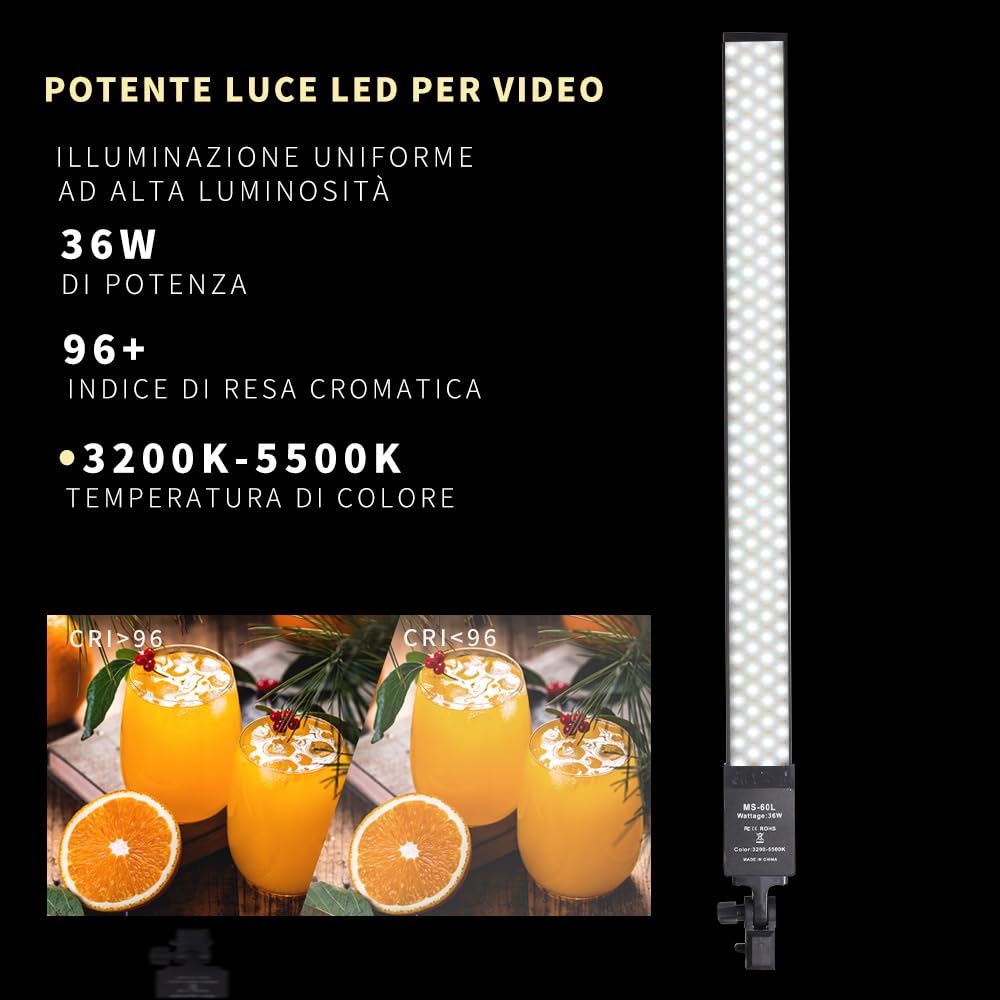 Kit di Luci Fotografiche LED Bastone Bi-colore Luminosità Regolabile per La Registrazione Video, La Fotografia in Studio, Live streaming, Luce di Riempimento Trucco,Tatuaggio Sopracciglia