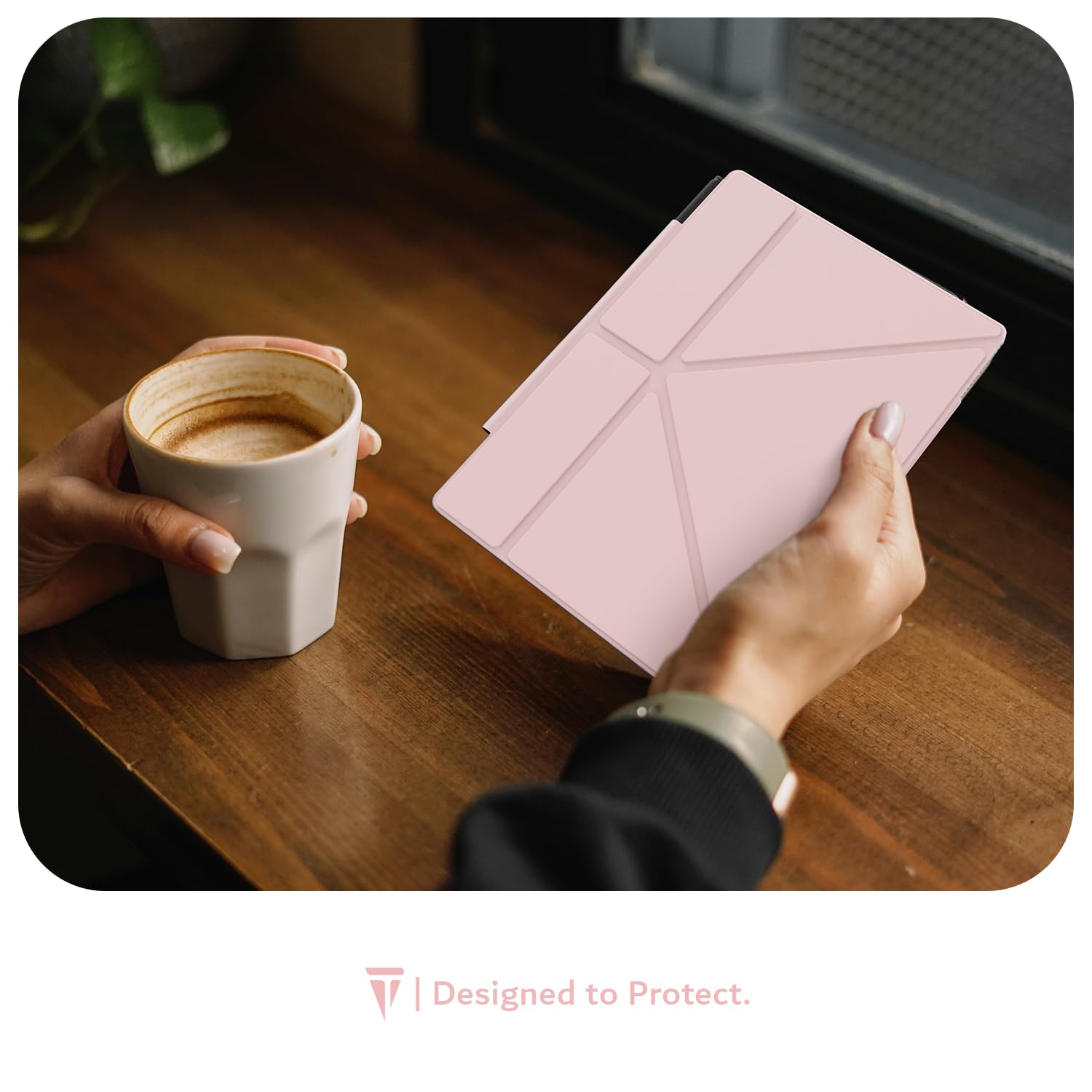 TUDIA M-FLIP Detachable Clear Magnetic Case for reMarkable Paper Pro 11.8" - Slim Transparent Cover with [Auto Wake/Sleep] Strong Magnetic Closure, Foldable Stand & Built-In Stylus Slot (Pink) — view 8