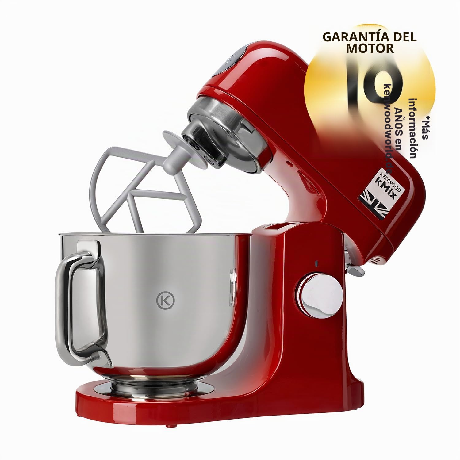 Kenwood KMX750AR Amasadora planetaria Kitchen Machine kMix, Robot de Cocina Mezclador, 1000 W, 5 litros, acero, plástico, rojo