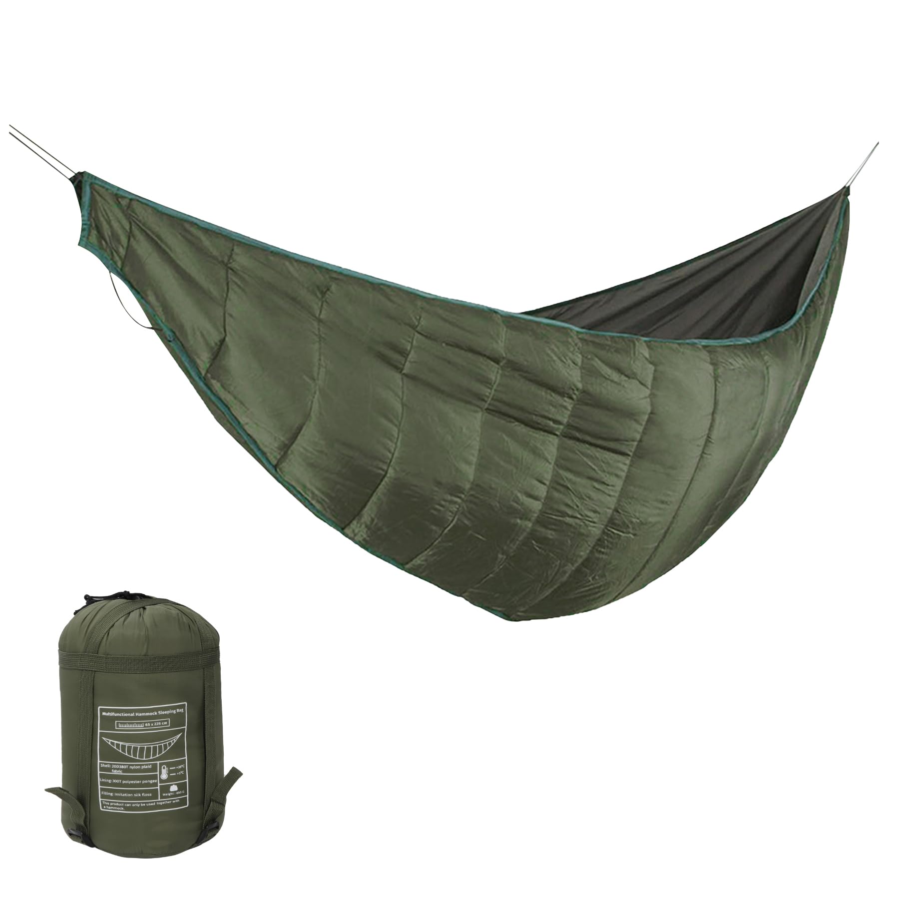REDCAMP Hamac Underquilt, couverture chaude pour l'hiver - En coton ultra léger - Pour hamac, extérieur, randonnée, camping, voyage, sac à dos - Vert