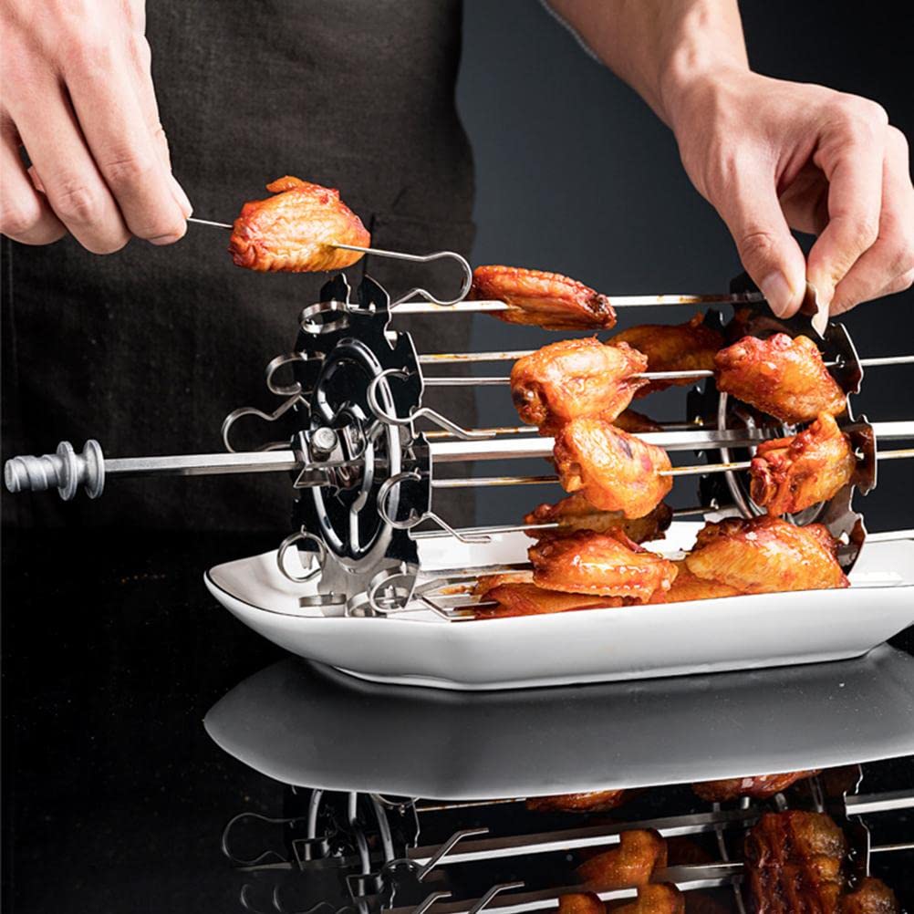 Bbq Grill Ketrec, Acél Fém Rotisserie Nyársa