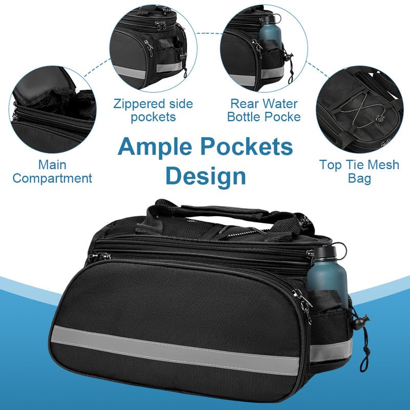 Borsa Bici Posteriore Doppia, 10-20L Borse Impermeabili per Portapacchi, Borsa 3 in 1, Zaino Portatile Multifunzione per Esterni