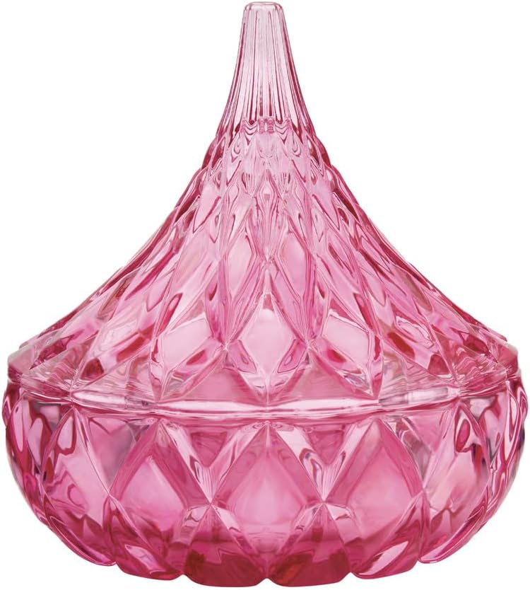 Godinger Glass Hershey Kiss Candy Servers, Candy Server, Holiday Dish Snack Server, Hot Pink