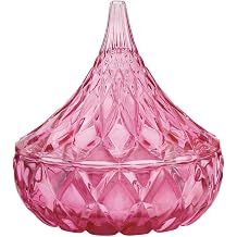 Godinger Glass Hershey Kiss Candy Servers, Candy Server, Holiday Dish Snack Server, Hot Pink