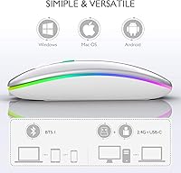 Vista 4 de Mouse inalámbrico Bluetooth para MacBook Air/Mac/Pro/portátil/computadora/PC, interruptor de modo dual recargable, mouse Bluetooth 5.2/3.0