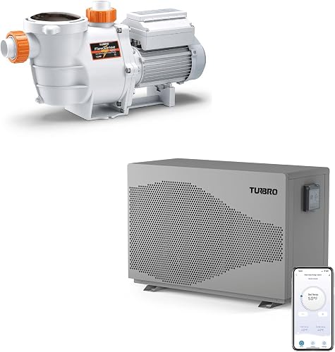 TURBRO 58,000 BTU Inverter Swimming Pool Heat Pump, Up to 18,000 Gallons & 1.5 HP Variable Speed Swimming Pool Pump