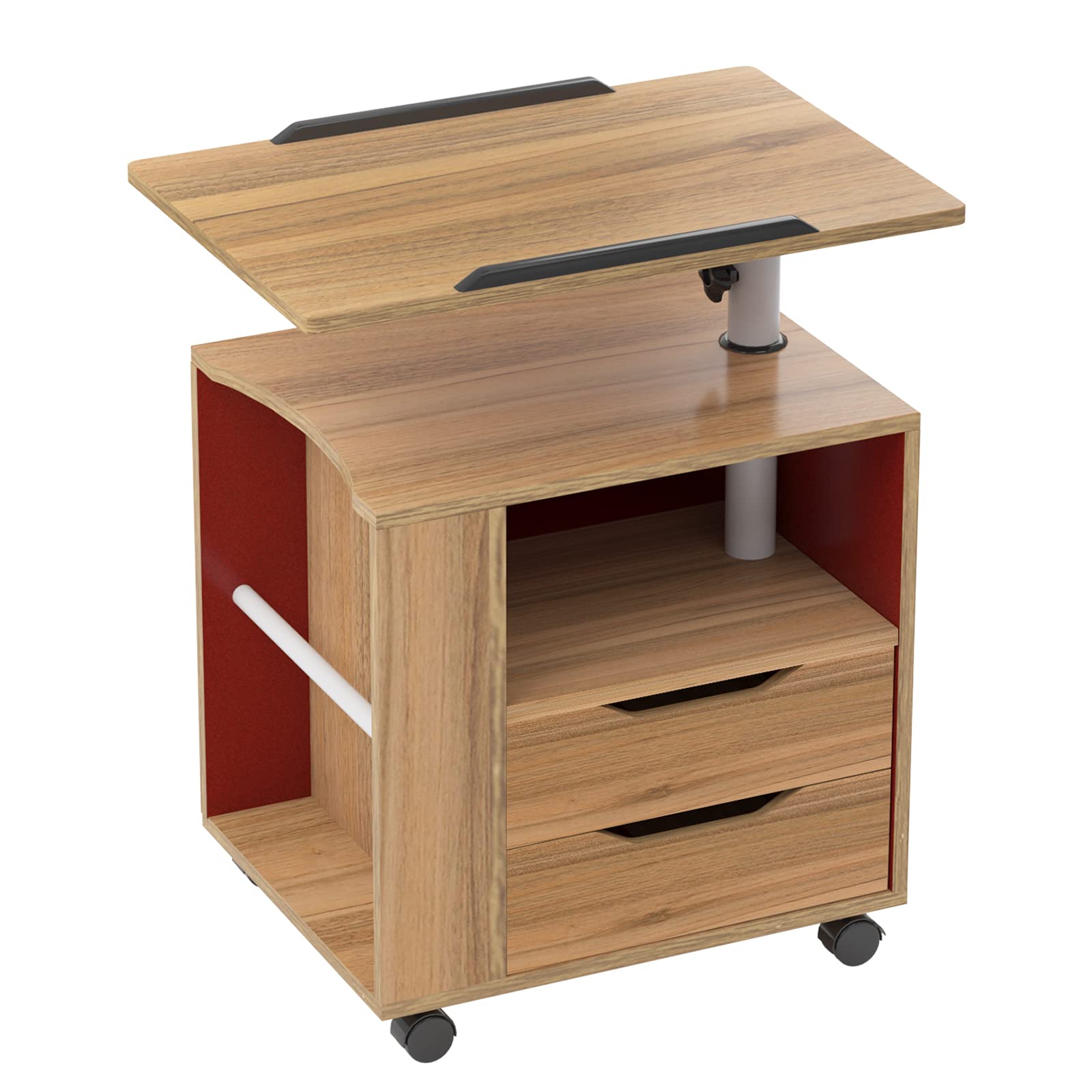 sogesfurniture Comodino in legno Comodino Tavolino laterale, Supporto mobile per laptop Mobiletto di stoccaggio per comodino con 2 cassetti per camera da letto, 50x40x46cm, Rovere BHEU-CT1-OK