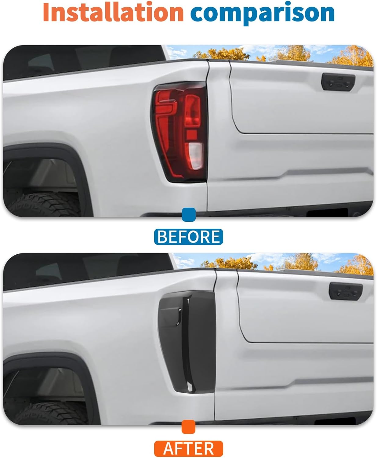 JeCar Smoked Black Tail Light Covers Trim Guards for 2019-2026+ GMC Sierra - ABS Taillight Lamp Cover Exterior Decoration Accessories, Exterior Styling Upgrade