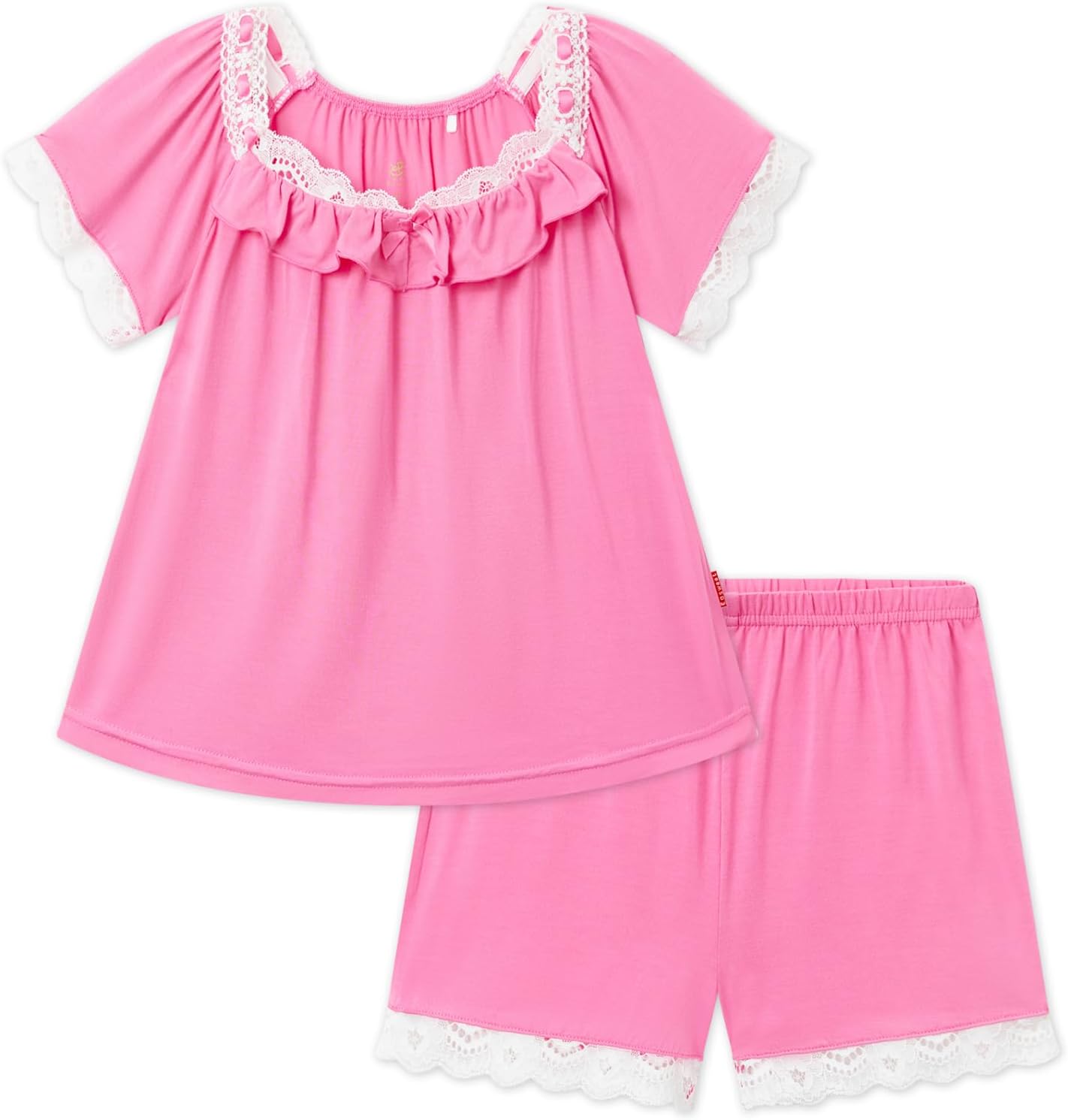 Toddler Girls Short Sleeve Pajamas 2T-6T, Soft Comfy Viscose from Bamboo, Shorts Set Summer Pjs for Little Girls