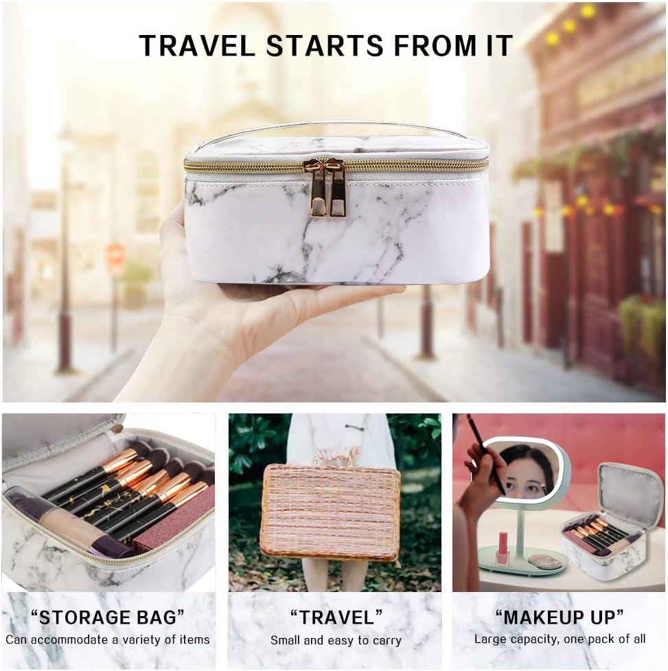 MAGEFY 3Pcs Makeup Bags Portable Travel Cosmetic Bag Waterproof Organizer Multifunction Case with Gold Zipper Marble Toiletry Bags for Women : Beauty & Personal Care