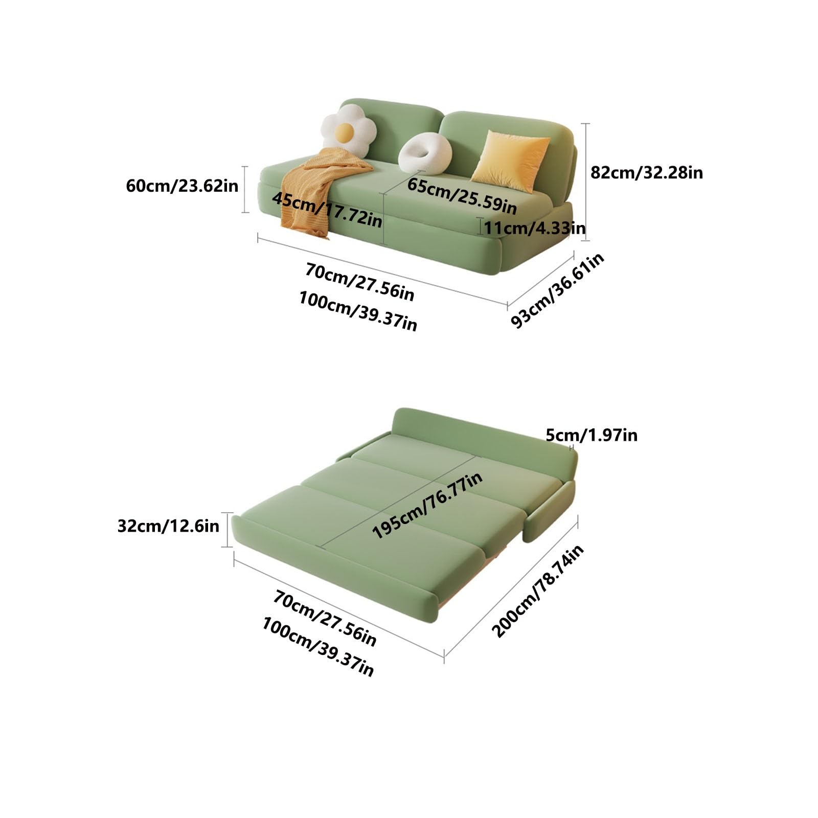 Sedia trasformabile, letto ottomano, ottomano pieghevole multifunzione, divano letto for soggiorno, appartamento, ufficio (Size : 70cm)