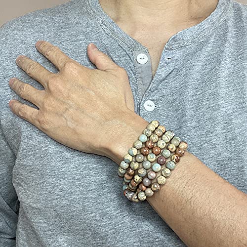 Men Women 108 Bead African Jasper 8Mm Mala Beads - Yoga Meditation Mala Bracelet #TOP2
