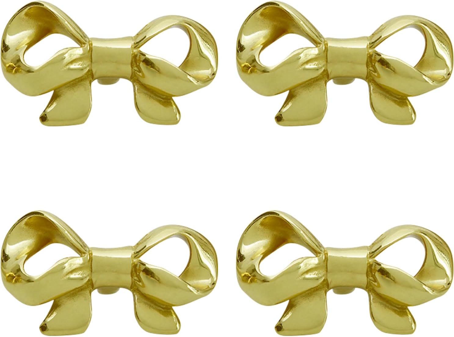 Housoutil Bow Shape Knob Gold Brass Drawer Pulls Decorative