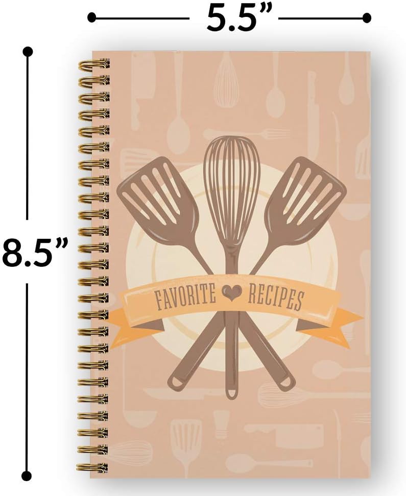 Softcover Classic Recipes 5.5" x 8.5" Spiral Recipe Notebook/Journal, 120 Recipe Pages, Durable Gloss Laminated Cover - Image 4