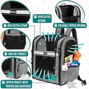 PetAmi-Dog-Backpack-Carrier-for-Small-Large-Cat-Pet-Puppies-Ventilated-Pet-Hiking-Backpack-Travel-Bag-Airline-Approved-Cat-Backpack-Carrier-Safety-Back-Support-Camping-Biking-Max-18-lbs-Grey - Cucciolini Doodles   PetAmi-Dog-Backpack-Carrier-for-Small-Large-Cat-Pet-Puppies-Ventilated-Pet-Hiking-Backpack-Travel-Bag-Airline-Approved-Cat-Backpack-Carrier-Safety-Back-Support-Camping-Biking-Max-18-lbs-Grey