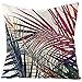 Banemi Taie d'oreiller Lin Coussins Décoratifs Motif de Feuilles de Palmier, 40 x 40 cm, Vert Violet Fuchsia