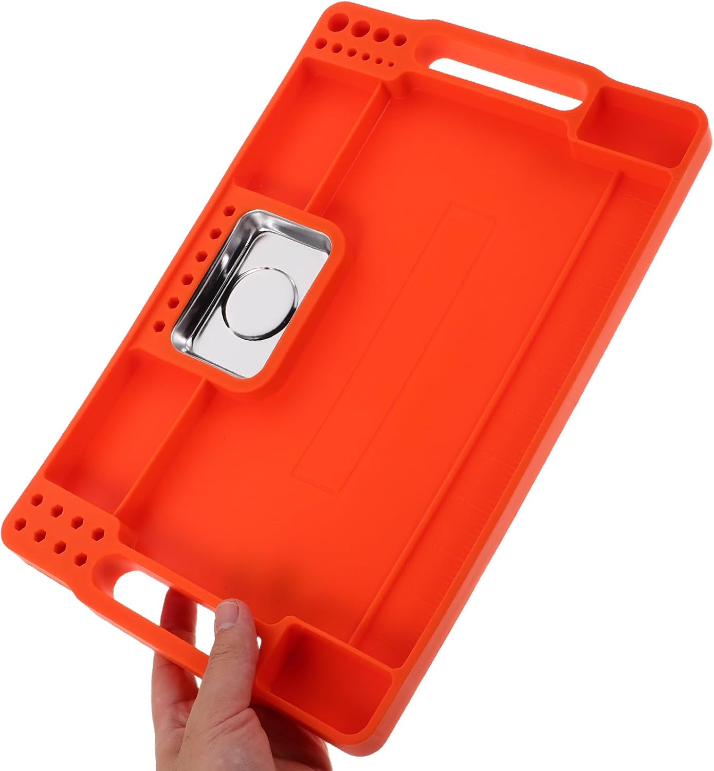 Tool Tray: Heavy Duty Silicone Tool Organizer Tray - Multi-Purpose Mechanics Parts Plate With Divided Sections - Anti-Slip Design For Engine Repair