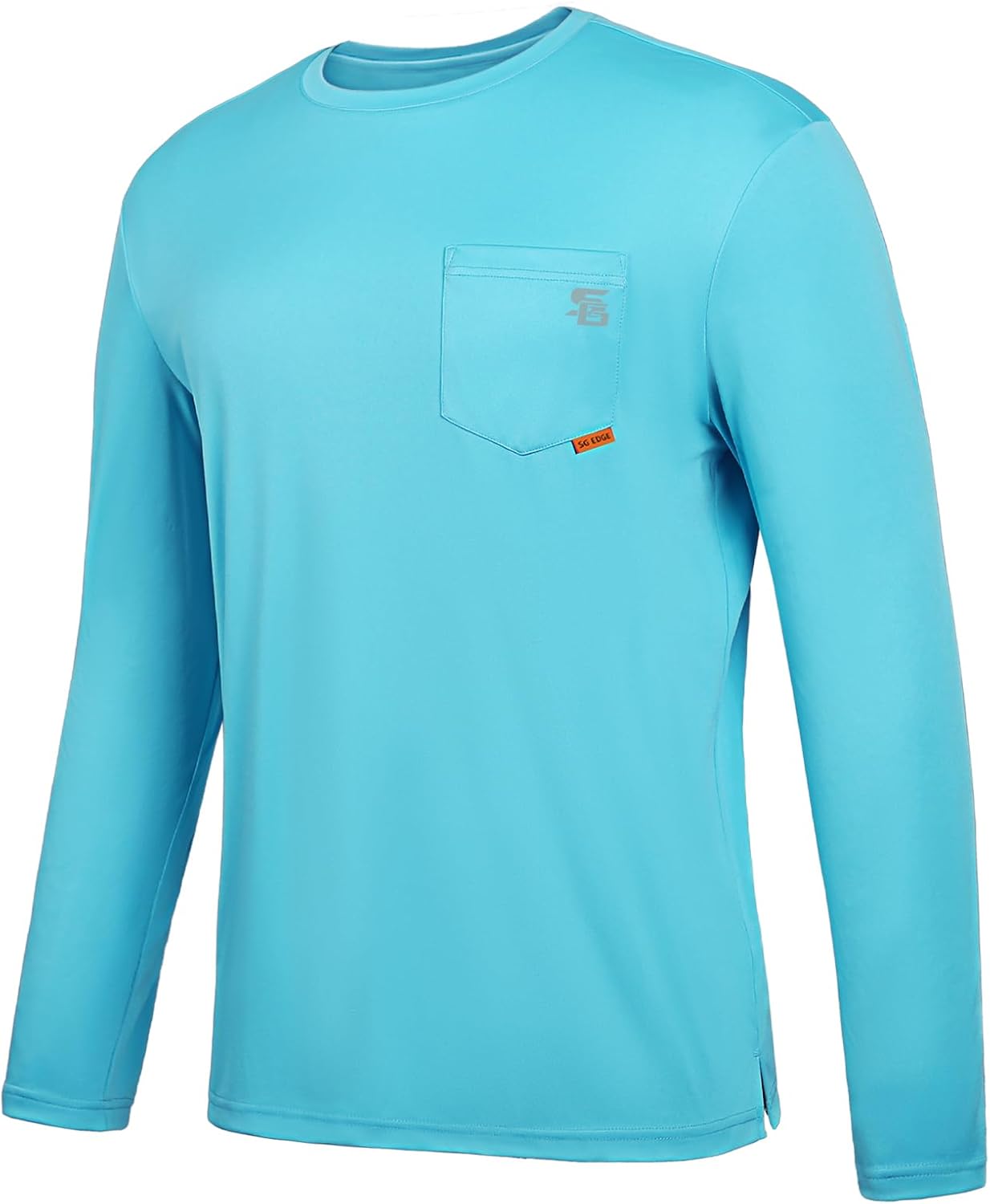 Mens Men's Rash Guard Shirts UPF 50+ Moisture Wicking Long Sleeve with Chest Pocket Quick Dry Lightweight