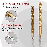 Vista 3 de WORKPRO 9-Piece 1/4" Hex Shank Drill Bit Set, Titanium Plating HSS Drill Bits from 1/16" to 3/8" for Metal, Steel, Wood, PVC, Quick Change Design
